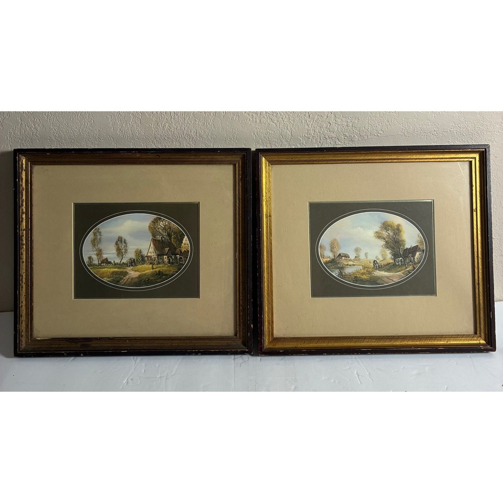 VTG Soicher Marin Framed Art Prints Pair Le Blond English Country Scene See Pics